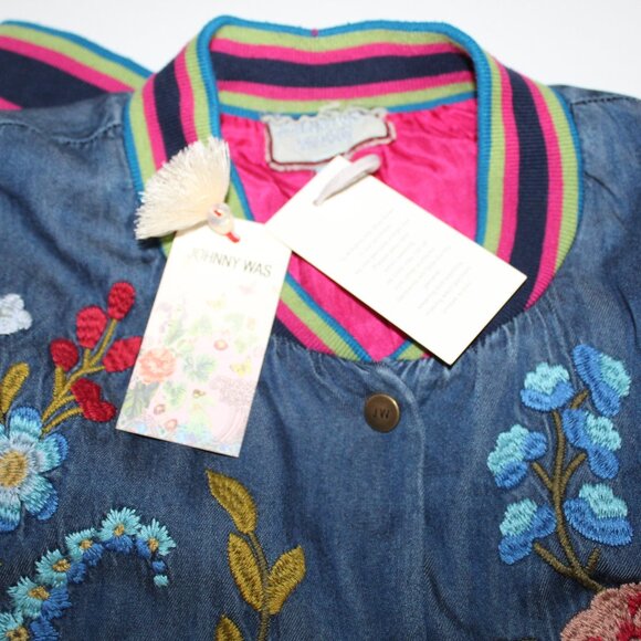 NWT Johnny Was Active Biya JWLA Dionne Snap Front Bomber Jacket Embroidered - Picture 4 of 9